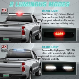 JONGCVOER Third Brake Light Fit for 1999-2006 Chevy Silverado GMC Sierra 1500 2500 3500 HD Classic, Silverado LED Rear 3rd Brake Light High Mount Stop Light