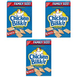 Chicken in a Biskit Original Baked Snack Crackers, Family Size, 12 oz SET of 3