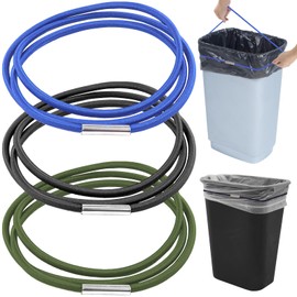 Trash Can Rubber Bands Set of 3,Garbage Can Bands Elastic for 13 to 30 Gallon Garbage Cans,Elastic Rubber Band,Stretch Trash Bag Band for Kitchen Office School(Black Blue Green) ﻿
