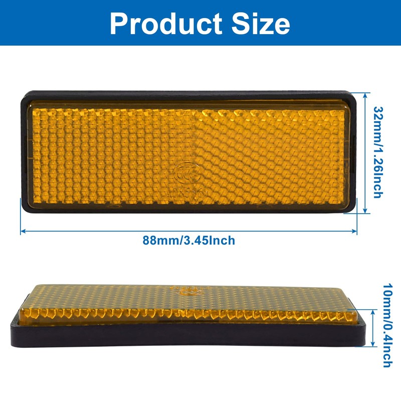 Waziaqoc 10-Pack Orange Reflectors, Self-Adhesive Rectangle Reflectors