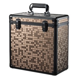 Vinyl Record Storage Case LP Album Collection Display Box Aluminium Water Resistant Vinyl Record Organizer Storage Holds 30+ Valuable Records 7/10/12 Inch Collapsible Storage Crate with Mesh Bag Brown