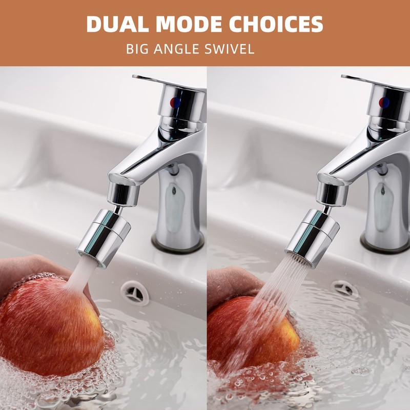 Hibbent Sink Aerator for Kitchen/Bathroom, 2 Modes Faucet Aerator Adjustable