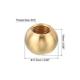 PATIKIL M10x1 17.5mm Thread Lamp Finials Cap Knob, 2 Pack Brass Ball Lamp Decoration Screw Caps Threaded for Furniture Lighting Lamps