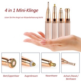 Gesichtshaarentferner für Frauen Gesicht, 4 in 1 Elektrischer Augenbrauentrimmer für Nase Hals Bein Arm Achselhöhle Bikini Haar mit USB-Kabel