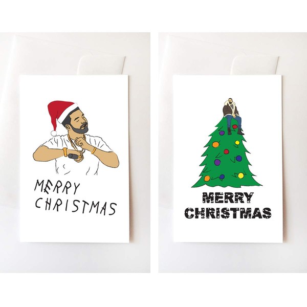 2 Pack - 6 God Dancing Merry Christmas Cards, Rap, Rapper, Funny, Hip Hop (4.25x5.5 Inch)
