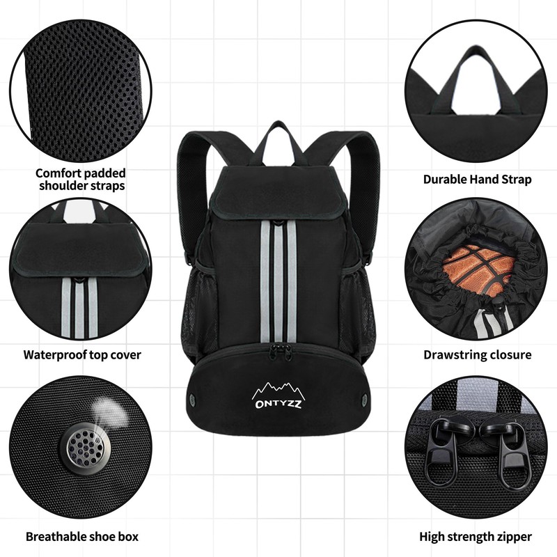ONTYZZ Waterproof Drawstring Backpack Sports Backpack with Shoe Compartment Multifunctional