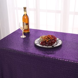 nanbowang Purple Sequin Tablecloth Glitter Sparkly Iridescent Shimmer for Round Table 90 Inch Table Covers Decorations for Birthday Party Supplies Event Wedding Table Decor