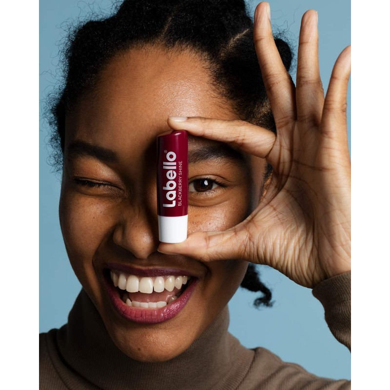 Labello Blackberry Shine Lip Balm with Soft Red Shine and