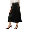 Allegra K Women's Pleated Midi Skirt Elastic Waist Metallic Shiny