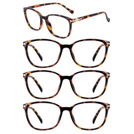 WEMOOTANTS 4 Packs Brown Tortoise Reading Glasses 3.5 for Women Blue Light Blocking Readers 3.50 for Gaming Computer Phone 1.0 1.25 1.5 1.75 2.0 2.25 2.5 2.75 3.0 350 4.0