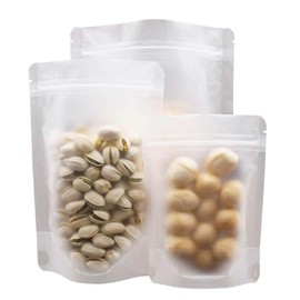 50 Pack Matte Frosted Clear Zipper Food Bags, MYANGHAOT Stand Up Pouch Bag Resealable Stand Up Candy Bags, Snack Food Tea Packing Dried Fruit Pouches (3.94" x 5.91")