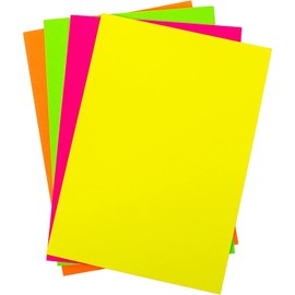 JMS we create smile - 60 x Sheets of A5 Neon Cards Assorted Colours - Fluorescent Thick 200gsm Craft Card Stock