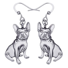 NEWEI Cute Enamel French Bulldog Earrings Hanging Dog Jewellery Gifts for Women Teenager Girls Dog Mom Charms, enamel, No Gemstone