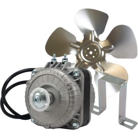 Appli Parts APFM-71E 7W refrigeration condenser and evaporator motor 115V 60Hz 0.55A 1450rpm includes base and 8in aluminum Fan Blade CCW shaft end Universal fit