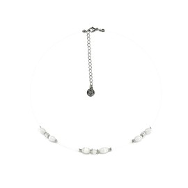 LASH NEXT DOOR Brooklyn's Choker Necklace for Women, White Beads, 13 Inches