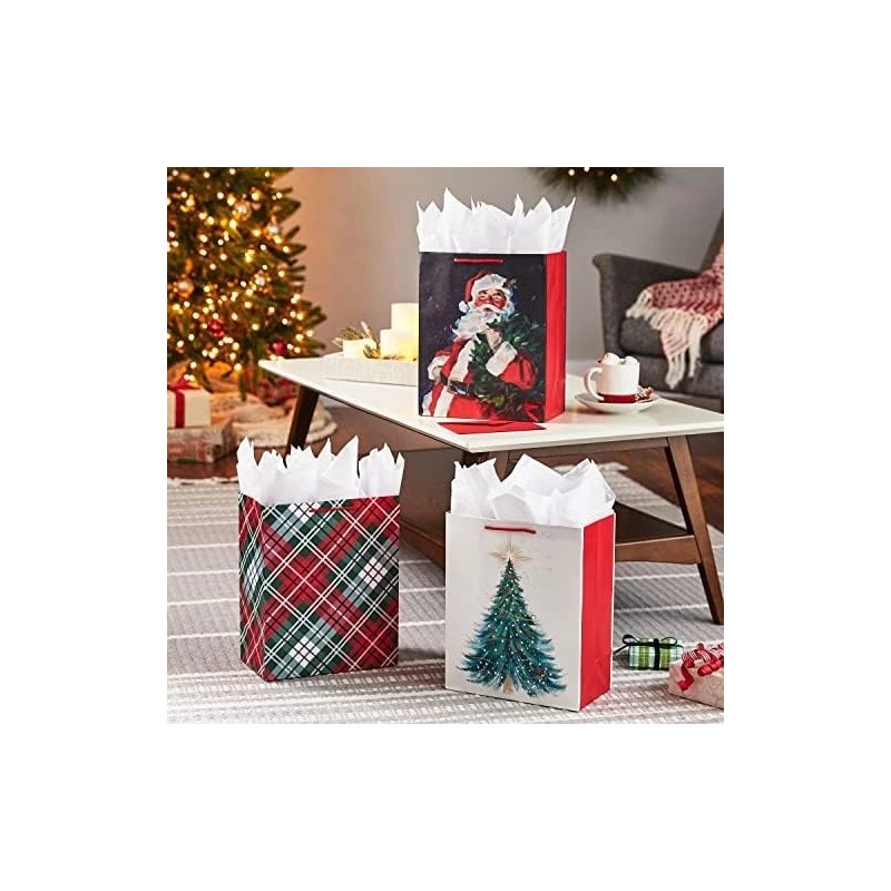 Christmas Gift Bags Large with Handles 3 Pack