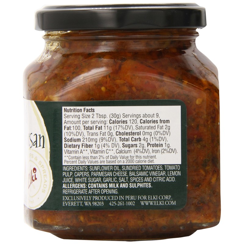 Elki's Gourmet Sundried Tomato and Parmesan Crostini Spread, 9.9 Ounce