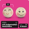 Netuno 8 x Wooden Balls with Face Smiling Face 30