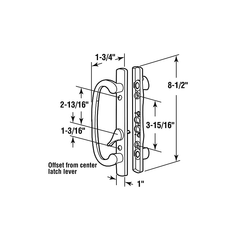 Prime-Line C 12807 Mortise Style Sliding Patio Door Handle Set