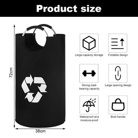 Lvjkes 82 L deposit bottles collection container, large foldable bottle collector, empty, bottle collection with soft grip handles made of aluminium, removable, ideal for kitchen, bathroom or living