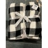 Hobby Lobby Blanket Throw Plaid Black White 50x60 Minky Fleece