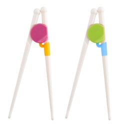 Tabanzhe 2 Pairs Kids Beginners Training Chopsticks,Detachable Reusable Learning Chopsticks,Easy Helper Right or Left Handed Learner Chopsticks for Bady Toddler Children Adult(Green + Rose Red)