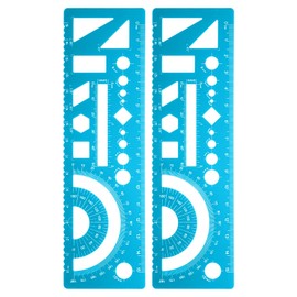 sourcing map 2pcs Multifunctional Geometric Rulers 15cm Metric and SAE Aluminum Straight Edge Protractor Angle Math Measuring Ruler Geometric Drawings Templates for Drawing Drafting, Blue