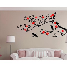 Heaven Decors Vinyl Bird Wall, Door Sticker, 44.48 x 0.39 x 23.22 inches, Black