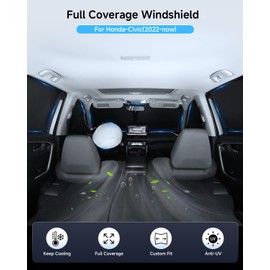 EVOOOR 8PCS Window Shades for Honda Civic 2022-2024 2025 with Storage Pouch [OEM Design, 100% Sun Blockage] 240T Foldable Windshield Sun Shade Sun Visor Cover -Privacy & Dashboard Protection