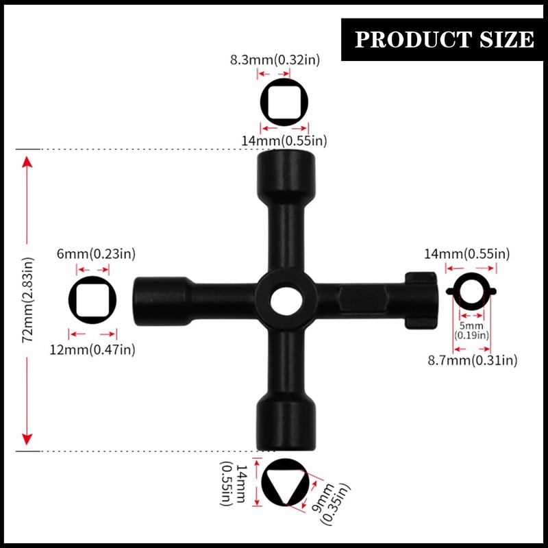 Fizzix 4-Way Zinc Alloy Utility Key, Multi-Functional Radiator Bleeding, Plumbing