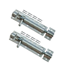 TERF® Heavy Duty Galvanised Tower Door Bolt Barrel Slide Lock 150mm [6''] Door Latch with Screws Ideal for Internal External Strong Doors Locks for Bathroom Shed Garden Gate and Multi Use - Pack of 2