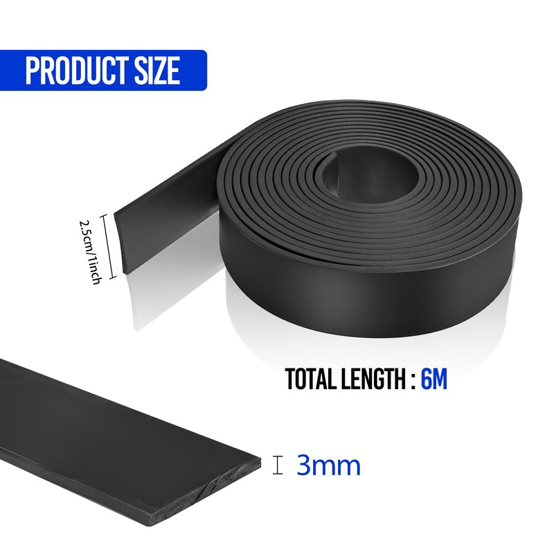 YKUKIZEE 6 m(L) Rubber Strip 25 mm(W), Solid Rubber Sheet