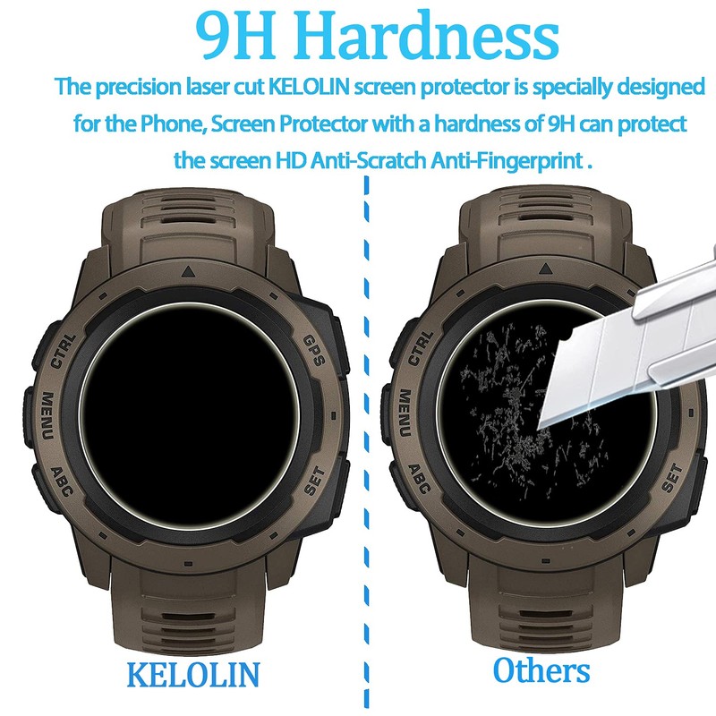 KELOLIN Tempered Glass Screen Protector For Garmin Instinct Tactical -