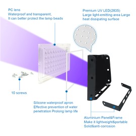 Eleganted 2 x 50 W LED Black Light Spotlights, UV Floodlight with Plug, IP65 Waterproof Black Light Lamp, Fluorescence Blacklight with Switch, UV Headlight Party Light for Bar, Neon Colours, Party