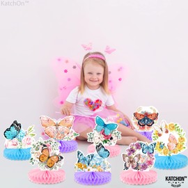 Pack of 8, Honeycomb Butterfly Centerpieces for Tables - Butterfly Party Decorations | Fairy Butterfly Birthday Decorations | Monarch Butterfly Birthday Party Decorations | Butterfly Table Decorations