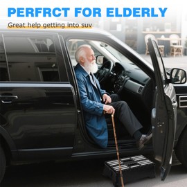 LISRUGEN 5" H Folding Step Stool for Adults & Elderly, 1 Pcs Lightweight Foldable Step Stool with Handle, Portable Collapsible Step Stool for RV, Kitchen, Bedroom, Black