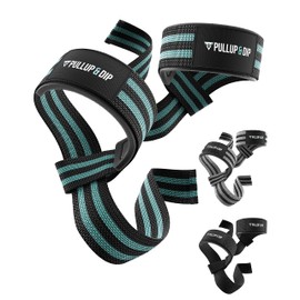 PULLUP & DIP Weight Lifting Straps for Weight Training, Padded Weightlifting Loops, Wrist Straps, Pull Loops for Weightlifting, Bodybuilding, Lat Pull, Deadlifts, Lifting Straps (1 Pair) (Cyan)