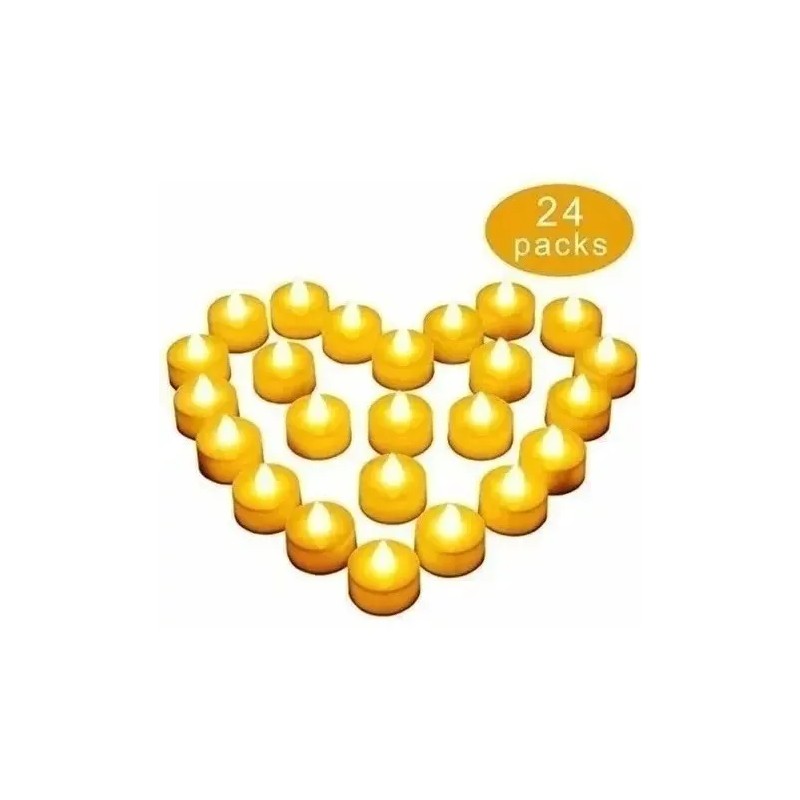 24 Velas Led Ambar Parpadeantes Para Decorar Fiestas Boda Xv