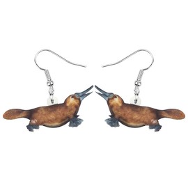 DUOWEI Acrylic Africa Platypus Duckbill Earrings Dangle Jewelry for Women Gifts (Brown)