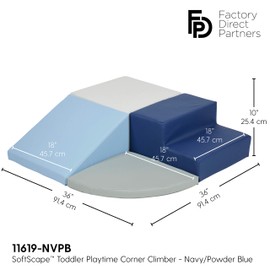 Factory Direct Partners 11619-NVPB SoftScape Toddler Playtime Corner Climber, Indoor Active Play Structure (4-Piece Set) - Navy/Powder Blue