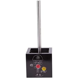 MSV MDF/Stainless Steel Toilet Brush HOPSCOTCH, Black/White