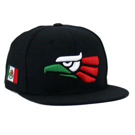 Mexican Mexico Hat Hecho En Mexico Eagle Aguila Embroidered Adjustable Snapback Flat Bill Baseball Cap (Black - Flag Eagle)