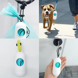 9 Pack Dog Poop Bag with Holder Dog Waste Bags Dispenser with Silver Leash Clip Doggie Poop Bags with Poop Bag Holder Biodegradable Unscented 13 * 9 Inch(White, 1 Holder 135 Bags)