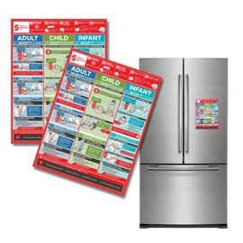 CPR Magnet Adult, Child, and Infant Refrigerator Quick Reference Guide Poster | 2pk 5.5 x 4.3” inches Office Supplies Mannequin Illustration