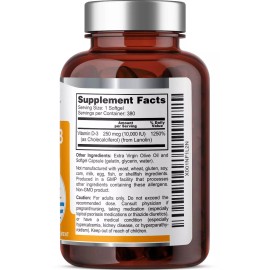 Health Genesis Vitamin D-3 10000 IU 380 Softgels