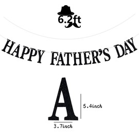 Happy Father's Day Banner, Best Dad Ever Party Decorations Supplies for celebrate Father's Day, Happy Birthday Dad Party Banner Sign, Black Glitter