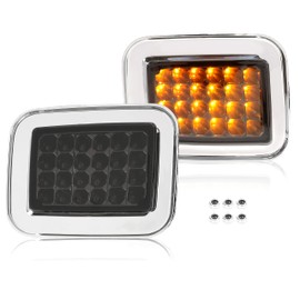 Kojem Pair Turn Signal Light Lamp Compatible with 2003-2009 Hummer H2 Base Amber LED Parking Lamp Smoke Lens Left & Right Side Replacement for 15060530 15060529