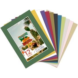 Frametory, 5X7 Mix Color Pre-Cut Picture Mats for 4X6 Photos, Prints, Artworks - White Core Bevel Cut 3.5X5.5 Openings Acid Free Frame Mattes 1.4Mm Thickness - Pack of 12