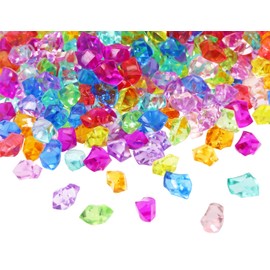 Fake Crushed Ice Rocks 500 Pieces Diamonds Shape Plastic Resin Ice Cubes for Vase Filler Fish Tank Home Decoration Photography Props Table Scatter Party Favor (6X9mm, Mixed Color)