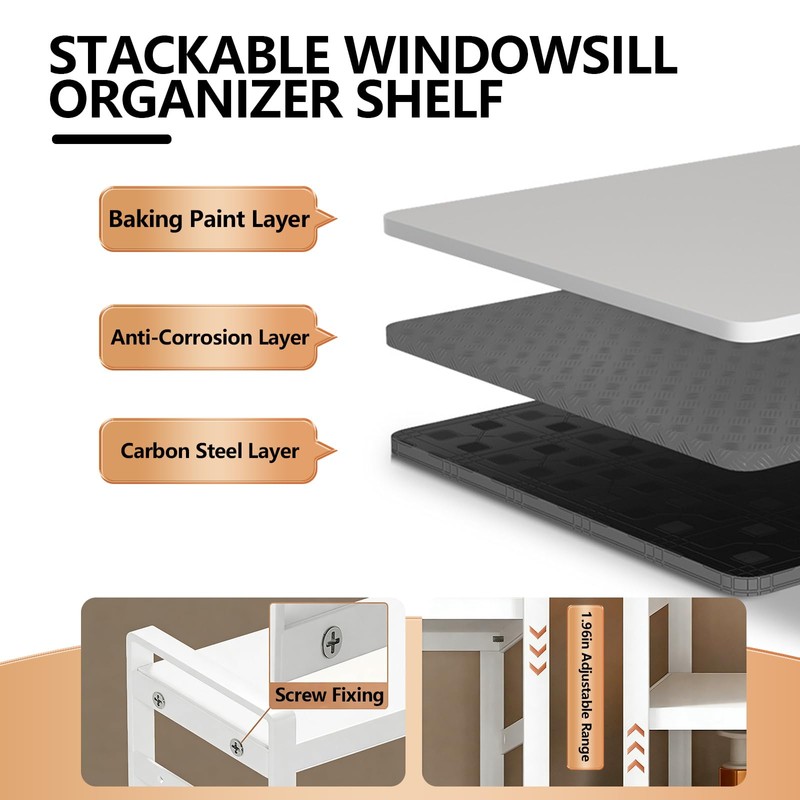Stuzos Retractable Over The Sink Shelf - Carbon Steel Window